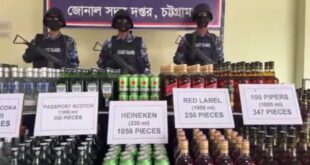কোস্ট গার্ডের অভিযানে ৪ কোটি টাকার বিদেশি মদ জব্দ! 