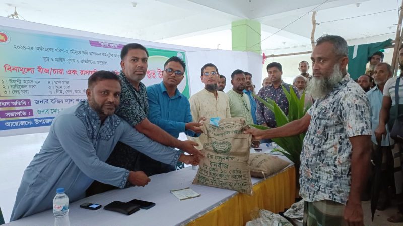 রাঙ্গাবালীতে কৃষকদের মাঝে বীজ সার ও চারা বিতরণ