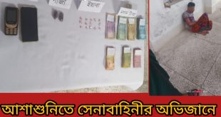 আশাশুনিতে সেনাবাহিনীর অভিযানে ইয়াবাসহ আটক-১