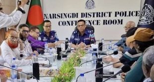 নরসিংদীতে পুলিশ এর টহল বাড়ানো হয়েছে মোঃ মেনহাজুল আলম পুলিশ সুপার।